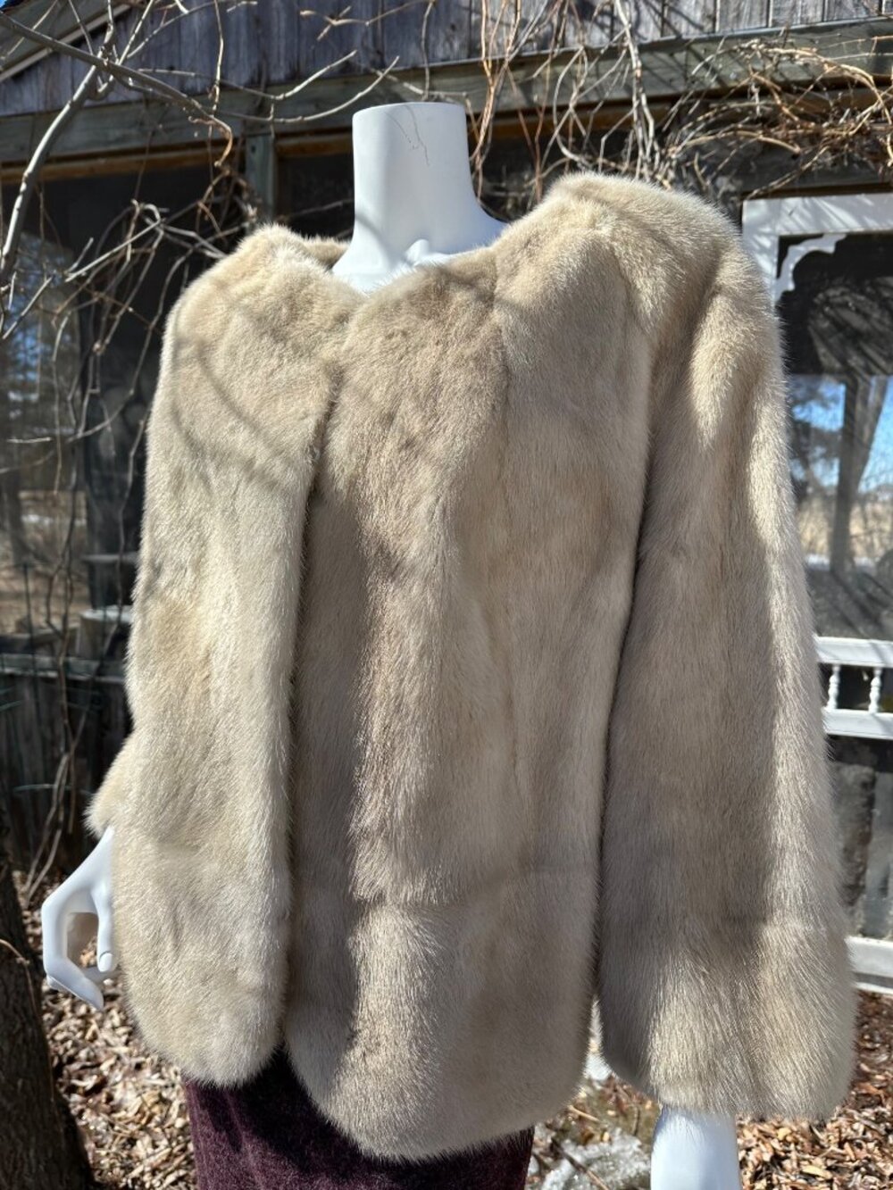 Vintage Champagne Blonde Mink Fur Short Coat Pelz-Koch of Nuremberg  Sz 3X/4X